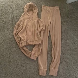Skims waffle leggings and jacket ochre large set